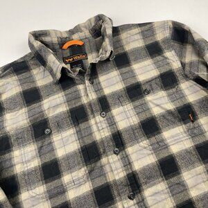 Walls Flannel Shirt Men's XL Plaid Black Gray Long Sleeve Button Up Workwear